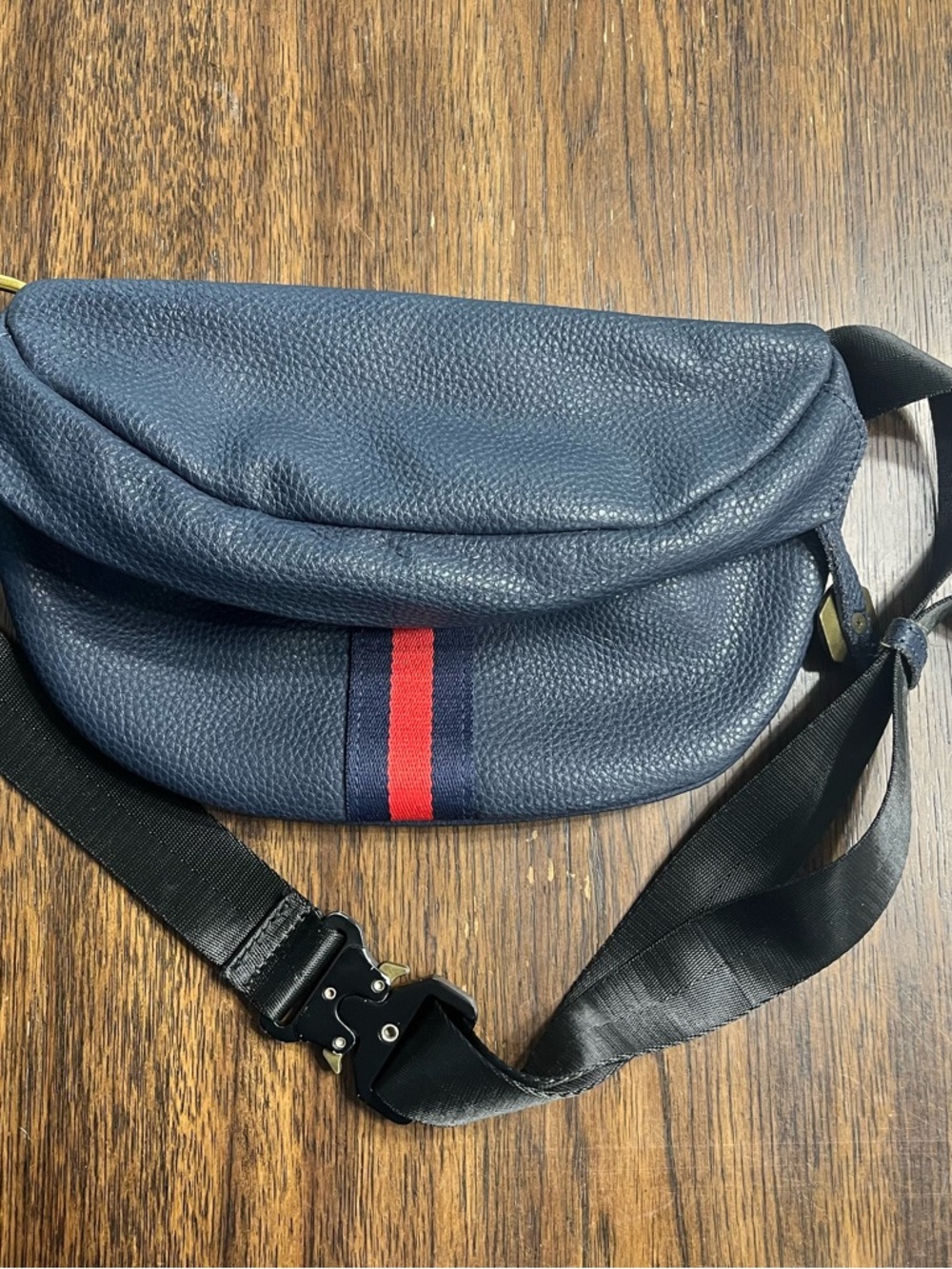 J.W. Hulme Navy Leather Fanny Waist Pack Bag